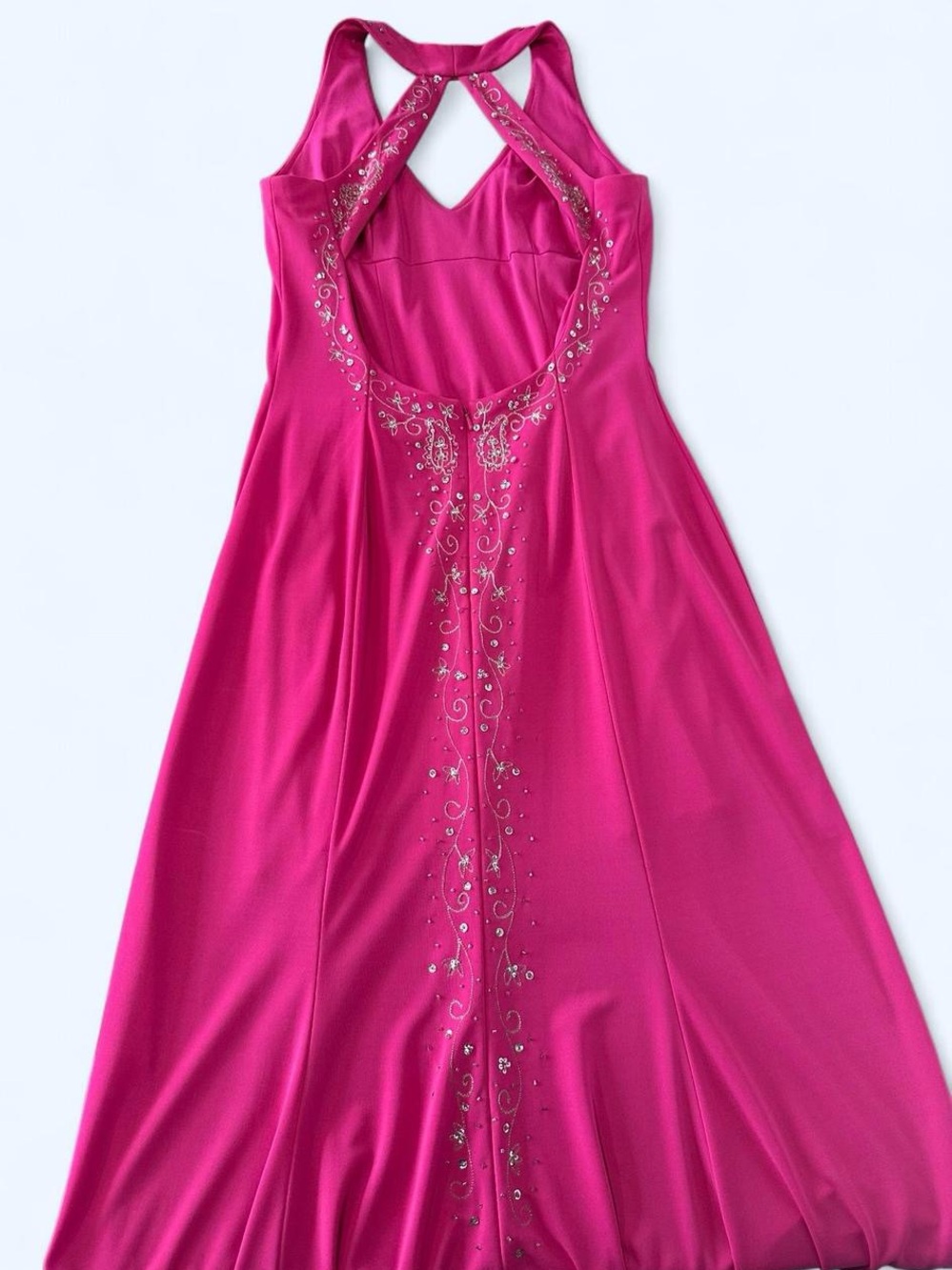 Vintage DJ Nights by Laura Ryner Pink whimsical beaded backless prom dress 7/8